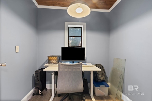 42 W Lourando Dr, Mobile, AL 36606 - office area featuring ornamental molding and wood finished floors