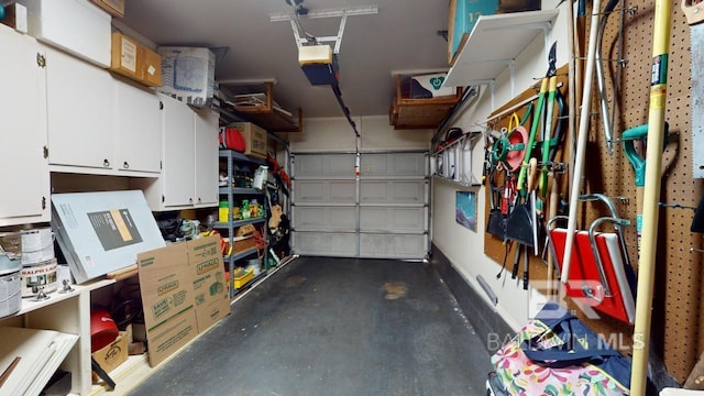 garage with a garage door opener