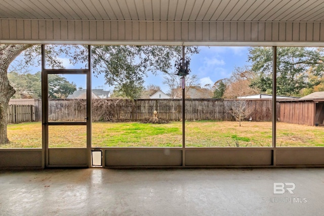 view of unfurnished sunroom