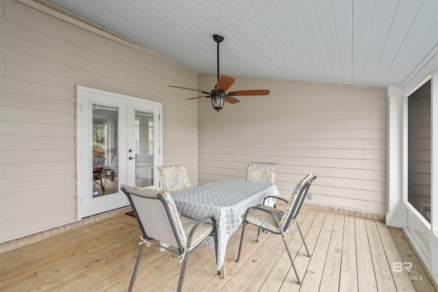 20011 Lawrence Rd, Fairhope, AL 36532 - wooden deck with french doors and ceiling fan