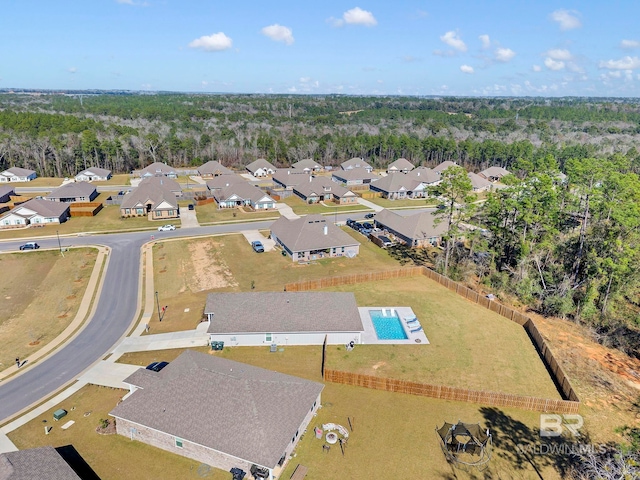 aerial view with a residential view