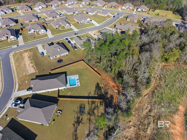 bird's eye view with a residential view