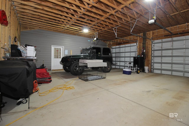 garage with a garage door opener