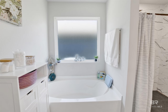 bathroom with independent shower and bath