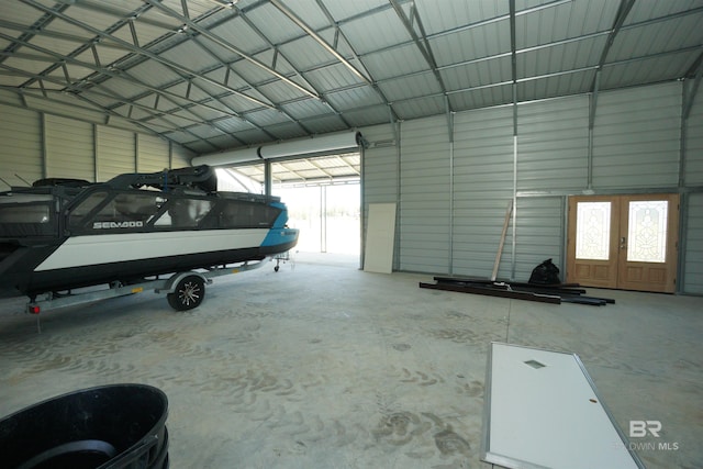 garage featuring french doors