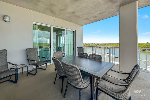 balcony with a water view