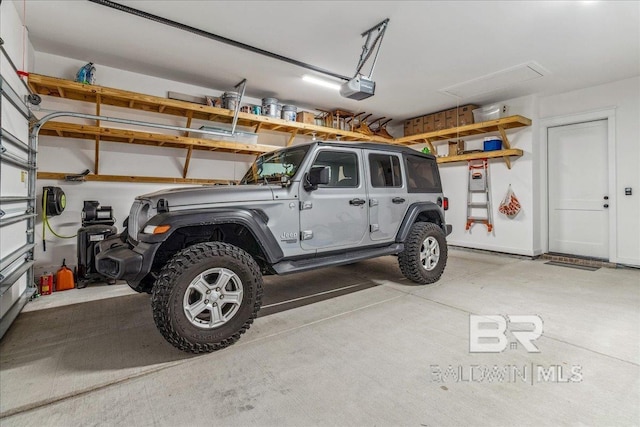 garage with a garage door opener