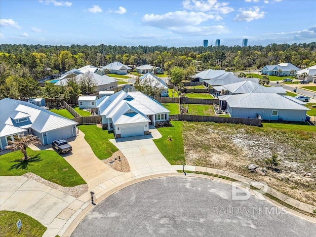 aerial view featuring a residential view