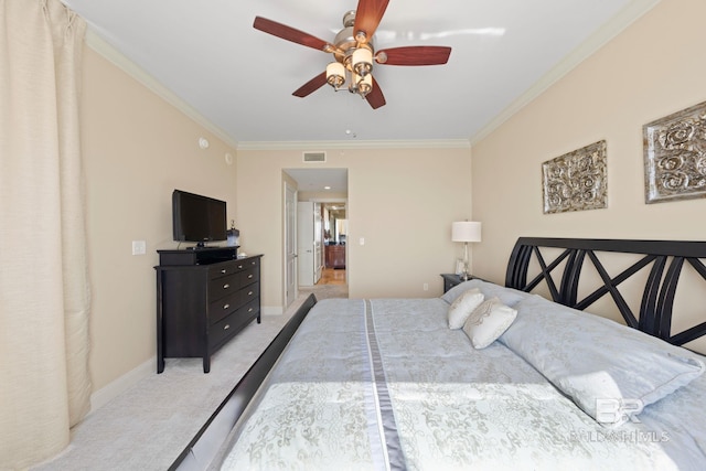 13621 Perdido Key Dr Unit 1804W, Perdido Key, FL 32507 - carpeted bedroom featuring ornamental molding and ceiling fan