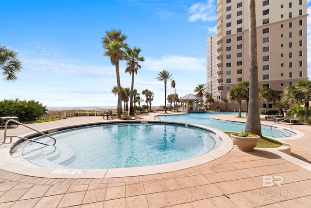 13621 Perdido Key Dr Unit 1804W, Perdido Key, FL 32507 - view of swimming pool featuring a patio and a gazebo
