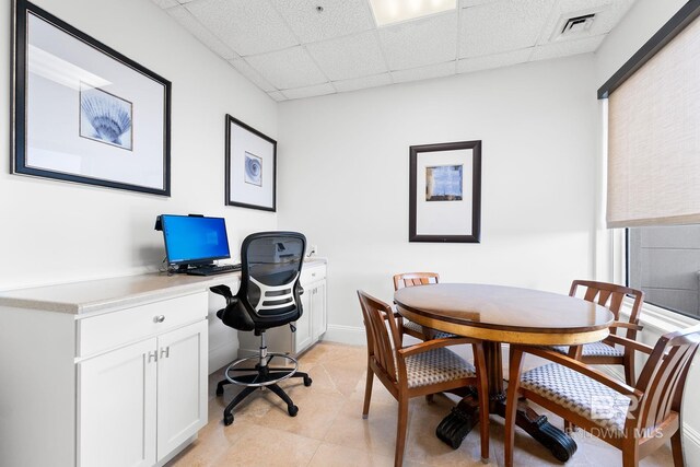 13621 Perdido Key Dr Unit 1804W, Perdido Key, FL 32507 - tiled office featuring built in desk and a paneled ceiling