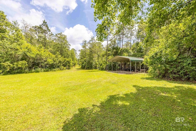view of yard with a carport