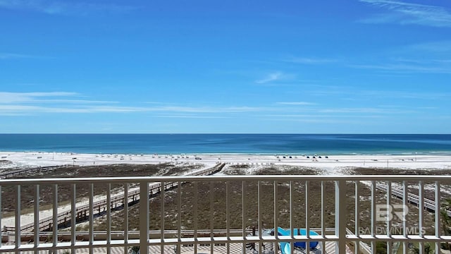 property view of water with a beach view