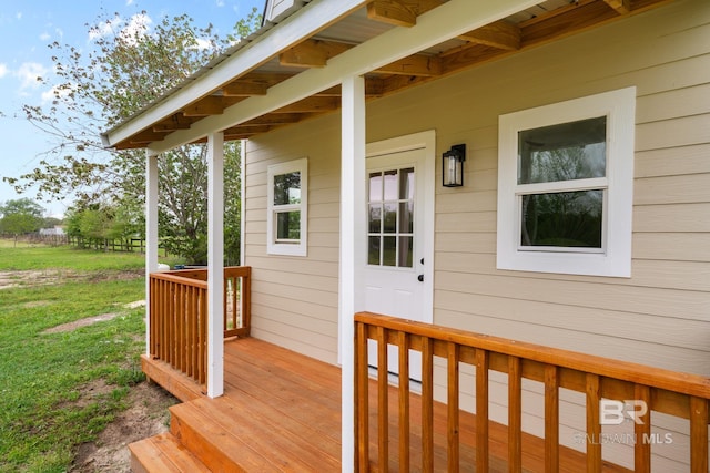 deck with a lawn