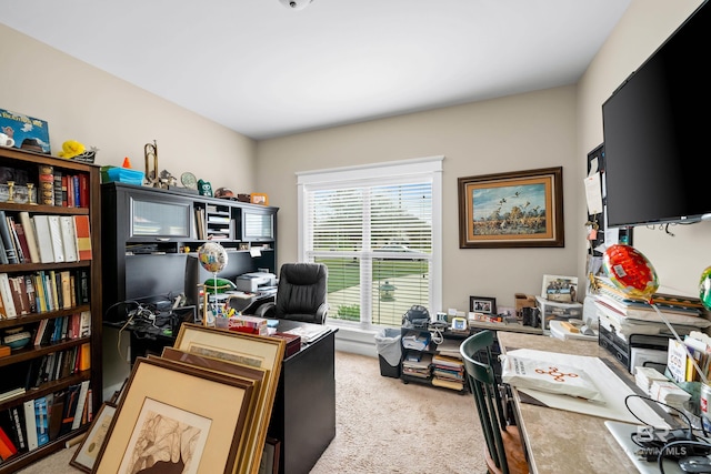 view of carpeted office space