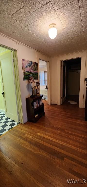 hall with dark wood-type flooring