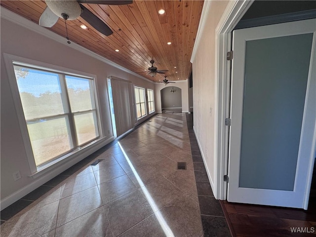 10617 Austin Loop, Vance, AL 35490 - hallway featuring wooden ceiling, ornamental molding, and recessed lighting