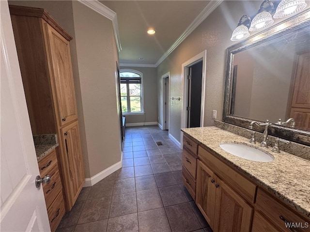 10617 Austin Loop, Vance, AL 35490 - bathroom featuring ornamental molding, vanity, recessed lighting, and tile patterned floors