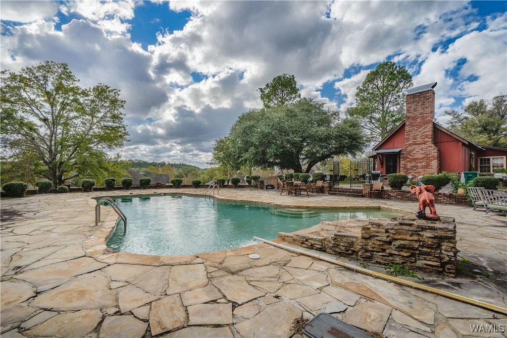 view of swimming pool featuring a patio area