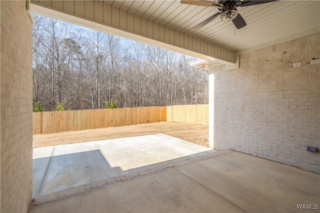 view of patio with ceiling fan