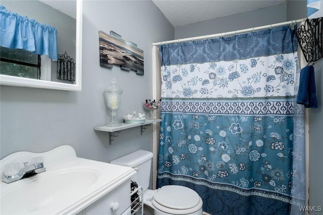 12569 Covered Bridge Rd, Brookwood, AL 35444 - bathroom with a textured ceiling, vanity, and a shower with curtain