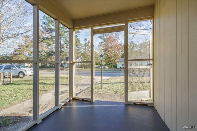 view of unfurnished sunroom