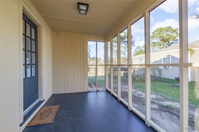 view of unfurnished sunroom