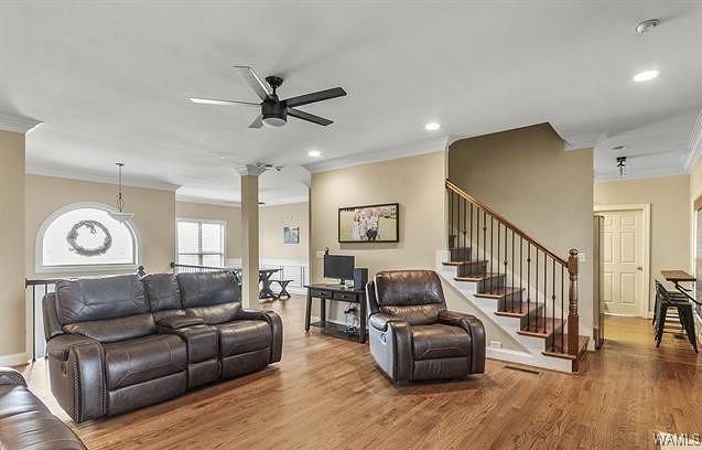 10821 Dogwood Cir, Vance, AL 35490 - view of yard with a sunroom, stairway, a wooden deck, and a fenced backyard