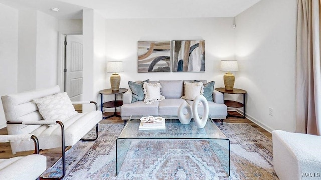 living room with wood-type flooring