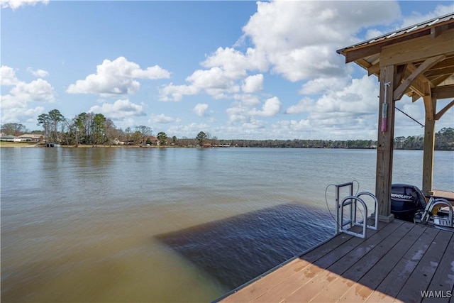 view of dock featuring a water view