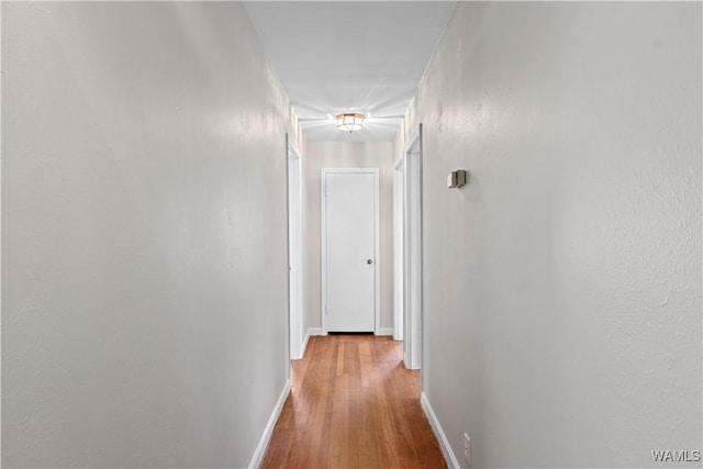 corridor with light hardwood / wood-style flooring