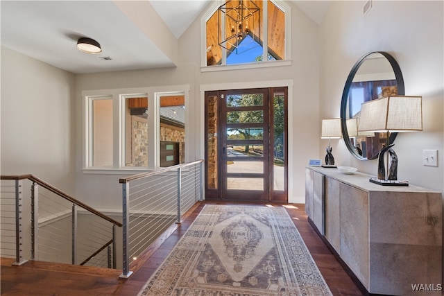 12437 Rising Tide, Northport, AL 35475 - entrance foyer featuring dark wood-type flooring and lofted ceiling