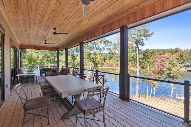 12437 Rising Tide, Northport, AL 35475 - wooden deck featuring ceiling fan and a water view