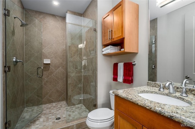 1018 Hackberry Ln Unit 404, Tuscaloosa, AL 35401 - bathroom featuring vanity, a stall shower, and recessed lighting