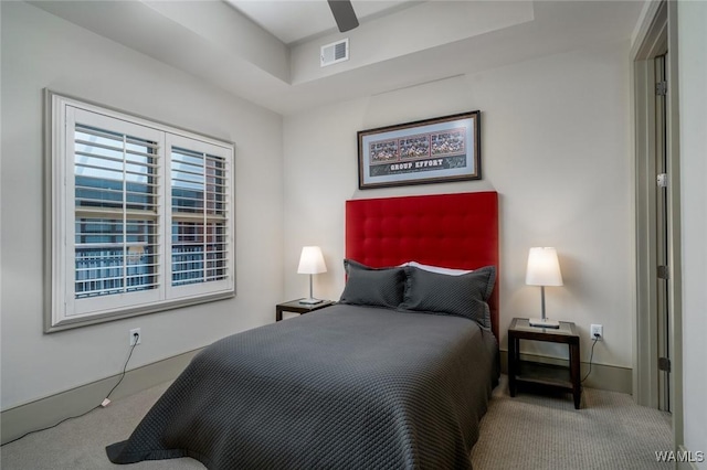 1018 Hackberry Ln Unit 404, Tuscaloosa, AL 35401 - bedroom featuring carpet flooring, a tray ceiling, and ceiling fan