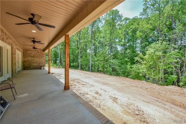 view of patio / terrace with ceiling fan