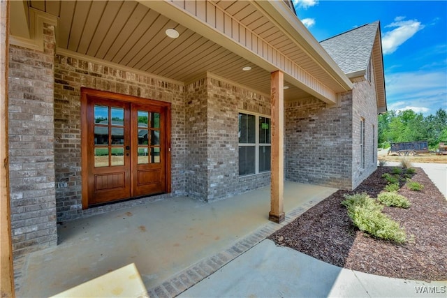 view of exterior entry with french doors
