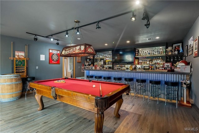 12280 Viewpoint Rd, Northport, AL 35475 - recreation room with billiards, indoor bar, and wood finished floors
