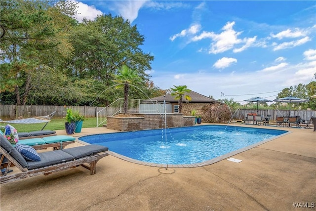12280 Viewpoint Rd, Northport, AL 35475 - view of swimming pool with a fenced in pool, a fenced backyard, and a patio