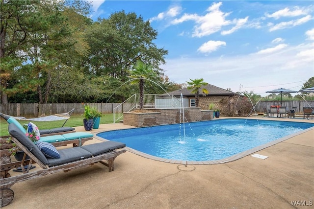 12280 Viewpoint Rd, Northport, AL 35475 - view of pool with a patio, a fenced backyard, and a fenced in pool