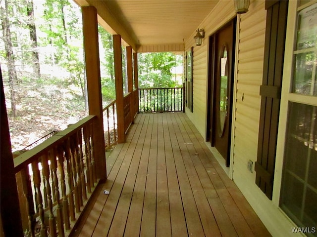 deck featuring a porch