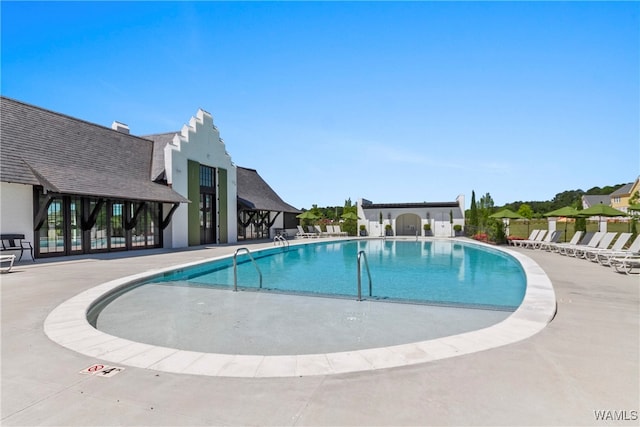 view of pool featuring a patio area