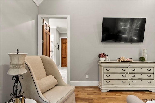 10300 Legacy Ln, Northport, AL 35475 - living area with ornamental molding, light wood finished floors, and baseboards