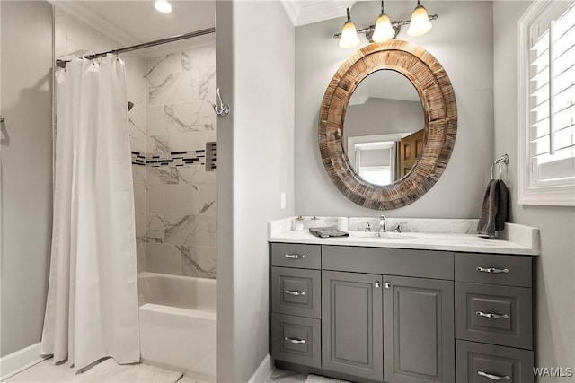 10300 Legacy Ln, Northport, AL 35475 - full bathroom with ornamental molding, baseboards, vanity, and shower / bath combo