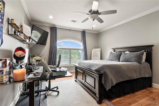 10300 Legacy Ln, Northport, AL 35475 - bedroom featuring ornamental molding, light wood finished floors, a desk, recessed lighting, and baseboards