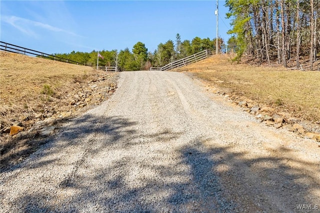 view of road featuring a rural view