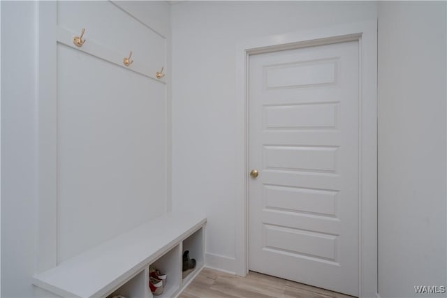 mudroom with light wood-type flooring