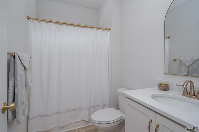 full bathroom featuring toilet and vanity