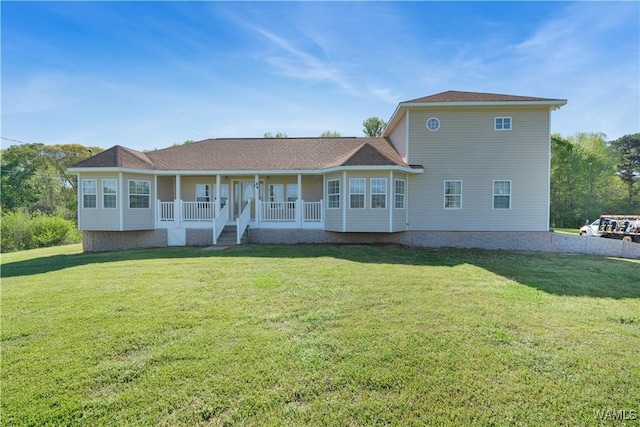44 Maddox Rd, Nauvoo, AL 35578 - back of house with a lawn and covered porch