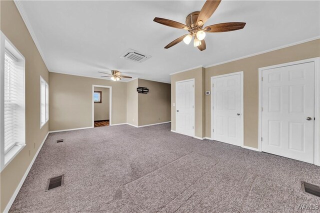 44 Maddox Rd, Nauvoo, AL 35578 - interior space with visible vents, ceiling fan, carpet, and baseboards